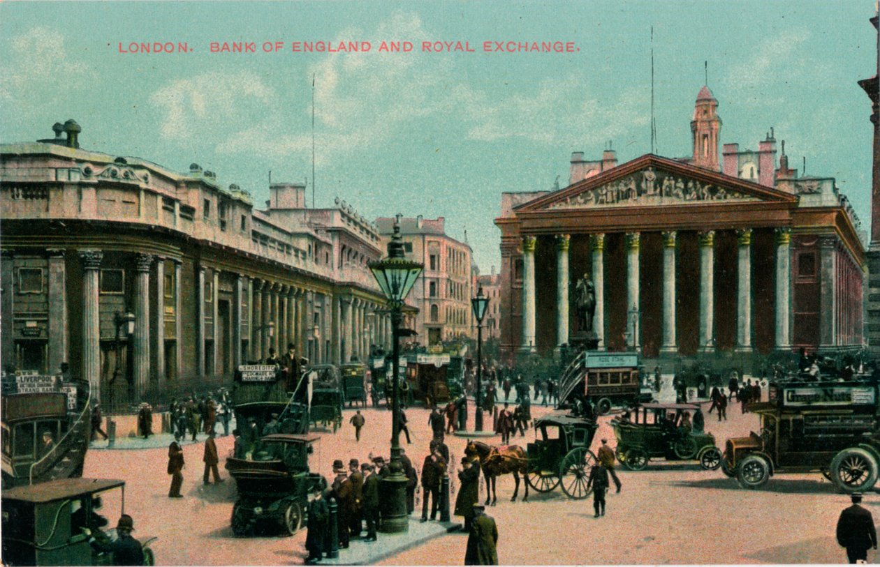 London, Bank of England og Royal Exchange, c1910 af Unbekannt