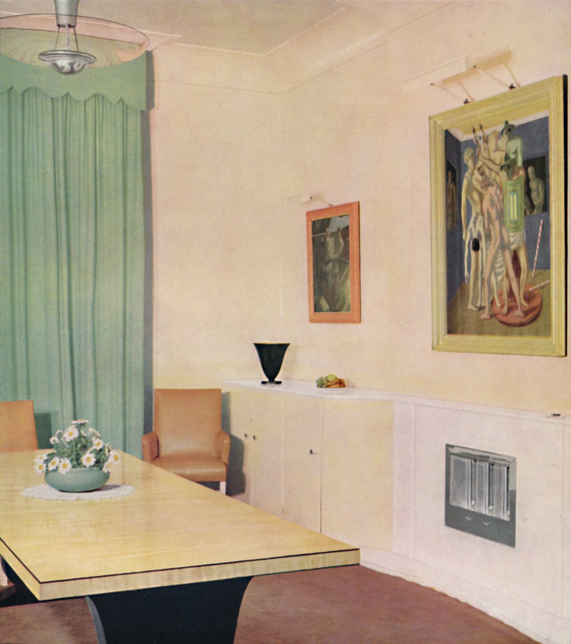 London Dining Room med maleri af Chirico, 1938 af Unbekannt