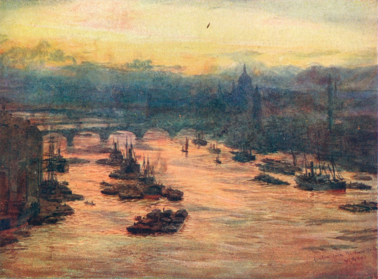 London, fra Tower Bridge, 1905 1906 af Unbekannt