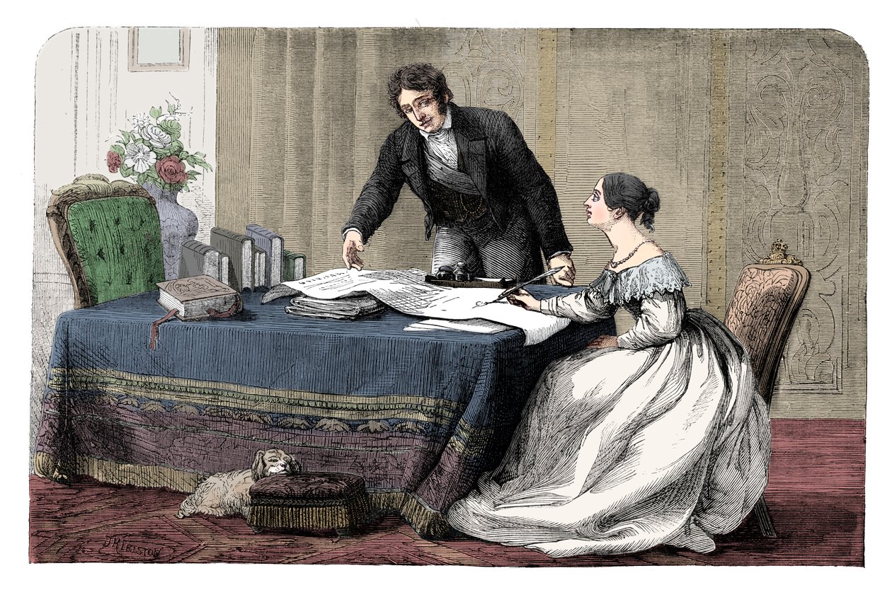 Lord Melbourne 1779-1848 instruerer en ung dronning Victoria 1819-1901, 1837 c1895 af Unbekannt