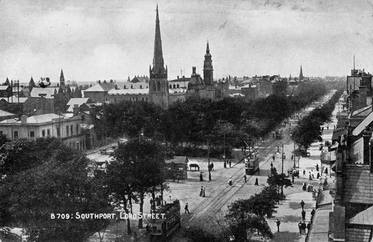 Lord Street, Southport, Lancashire, omkring 1900-tallet af Unbekannt