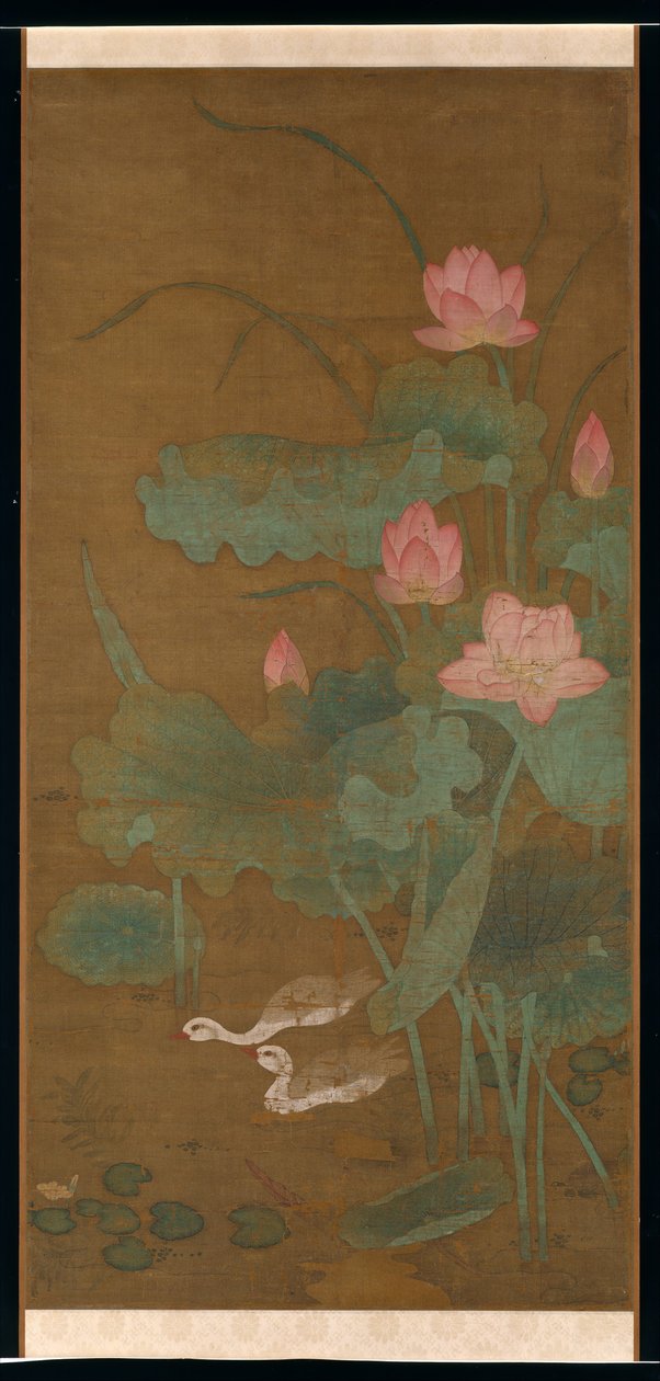 Lotus og vandfugle, ca. 1300. af Unbekannt