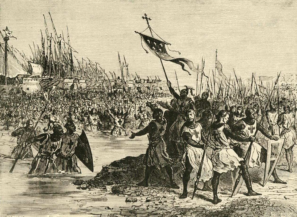 Ludvig IX. Landgang i Egypten, 1249, 1890. af Unbekannt