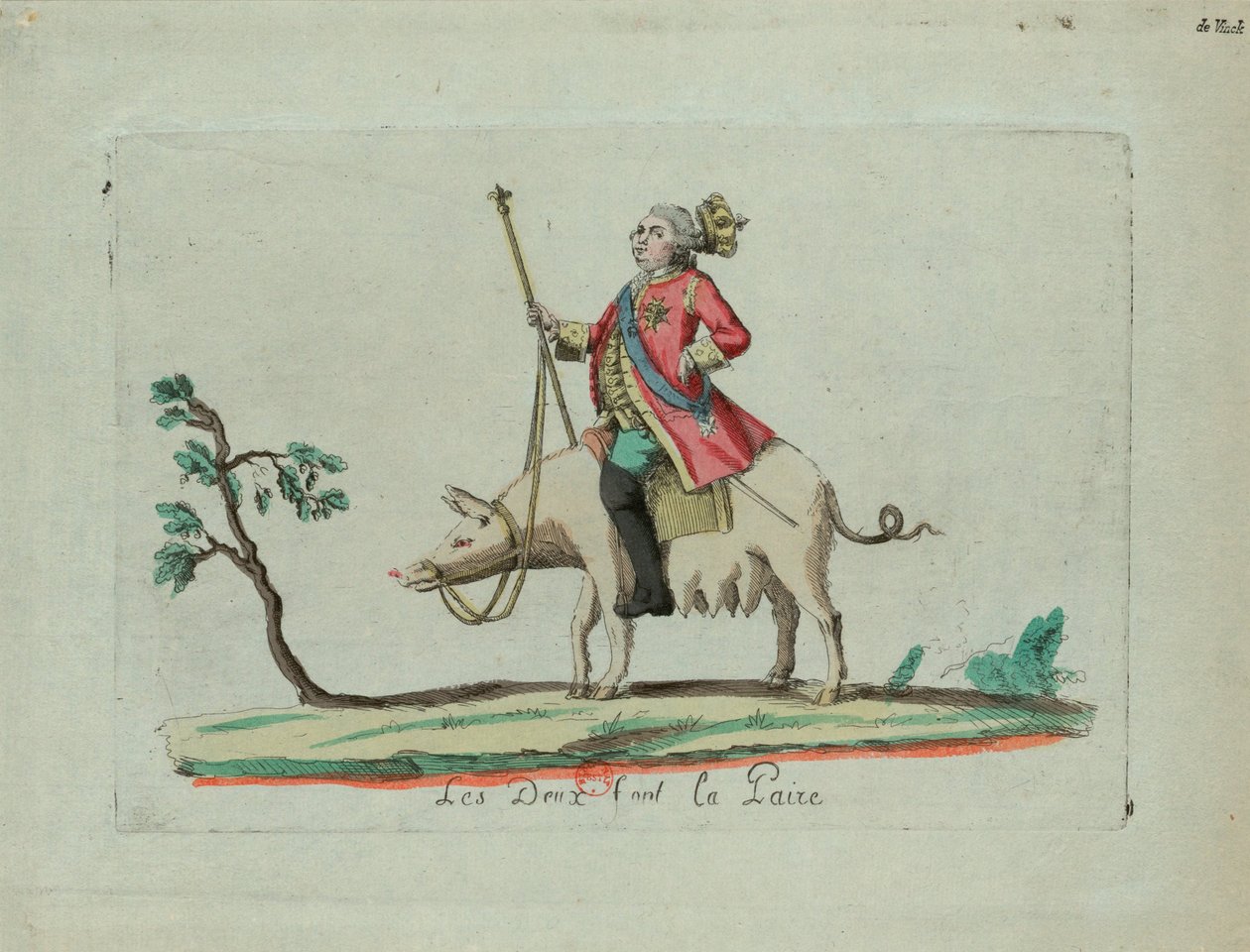 Louis rider på en gris, 1791. af Unbekannt