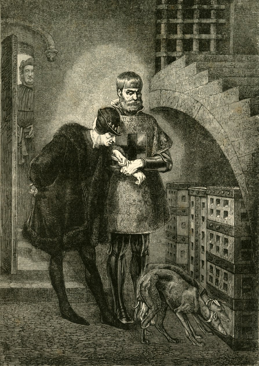 Louis XI besøger kardinal Balue i jernburet, 1469-1481, 1890. af Unbekannt