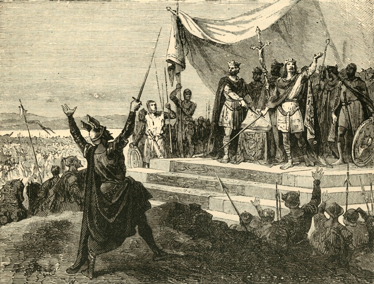 Louis og Charles aflagde Strasburg-ed før deres hære, 842AD, 1890. af Unbekannt