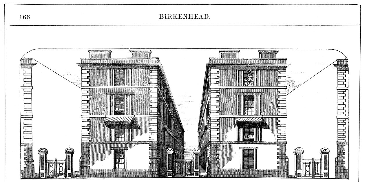 Lavt lejede håndværkerboliger bygget af Birkenhead Dock Co, c1844 c1860 af Unbekannt