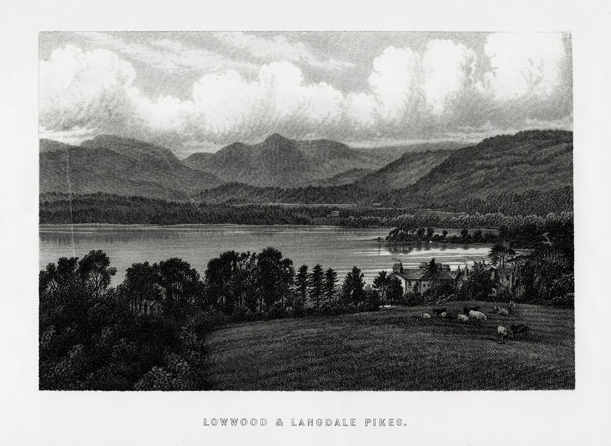 Lowwood og Langdale Pikes, Lake District, Cumbria, 1896 af Unbekannt