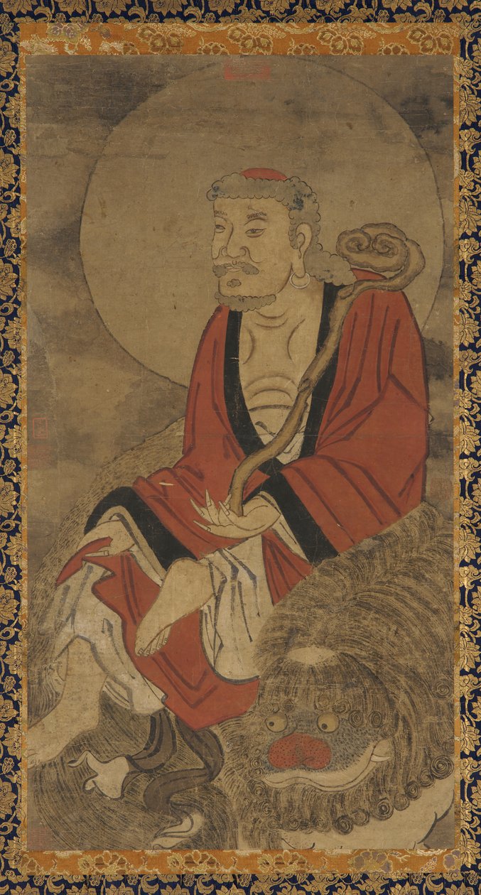 Luohan og løve, Ming-dynastiet, 1368-1644. af Unbekannt