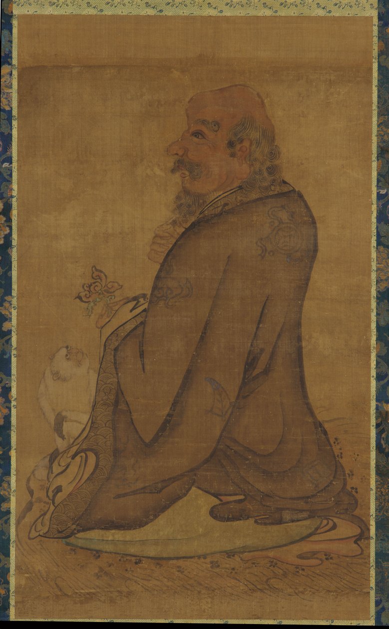 Luohan med en hvid abe, sent Ming eller tidligt Qing-dynasti, 1600-tallet. af Unbekannt