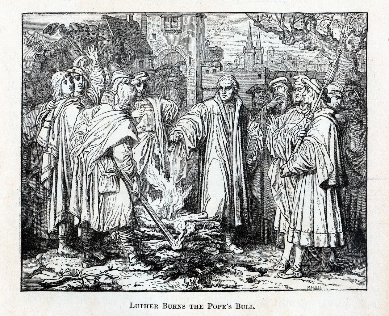 Luther brænder pavens tyr, 1882 af Unbekannt