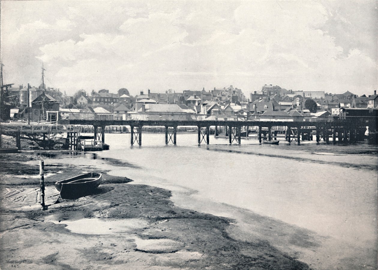Lymington - Broen og byen, fra floden, 1895 af Unbekannt