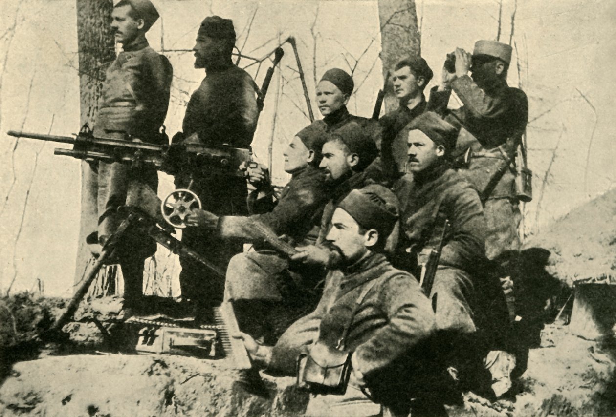 Maskingeværsektion af Zouaves, Første Verdenskrig, 1915, c1920. af Unbekannt
