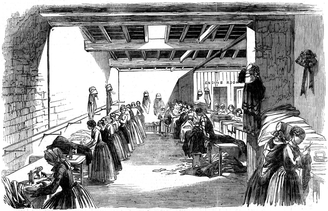 Maskinrum i en dampsyfabrik, 1854 af Unbekannt