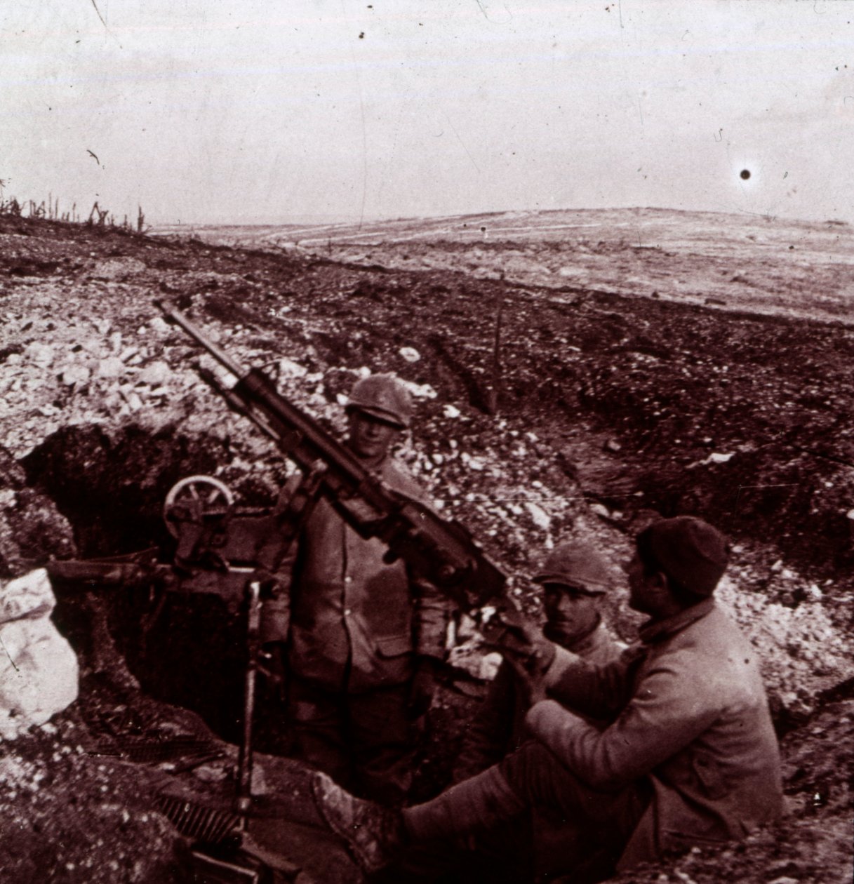 Maskingeværer, Mount Kemmel, Flandern, Belgien, c1914-c1918 af Unbekannt