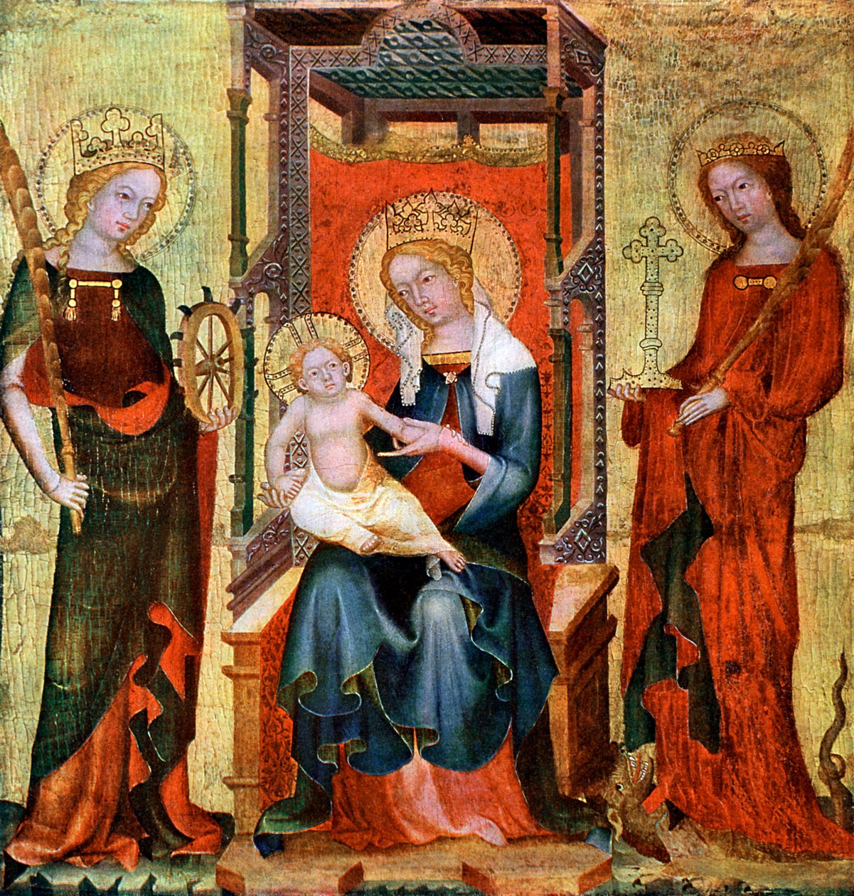 Madonna Between St Catherine and Margaret, c1360 1955 af Unbekannt