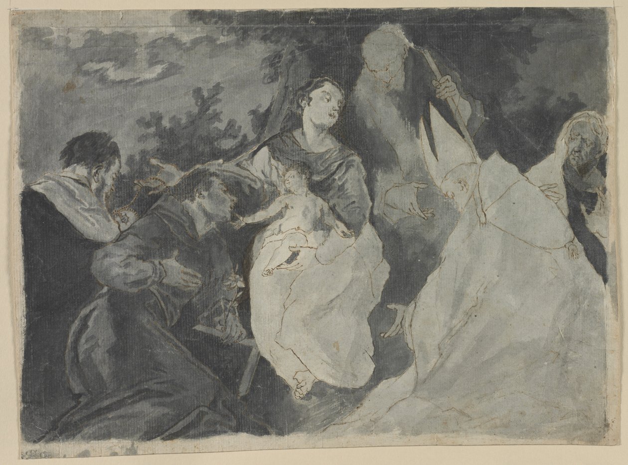 Madonna og barn med hellige, 1700-tallet. af Unbekannt