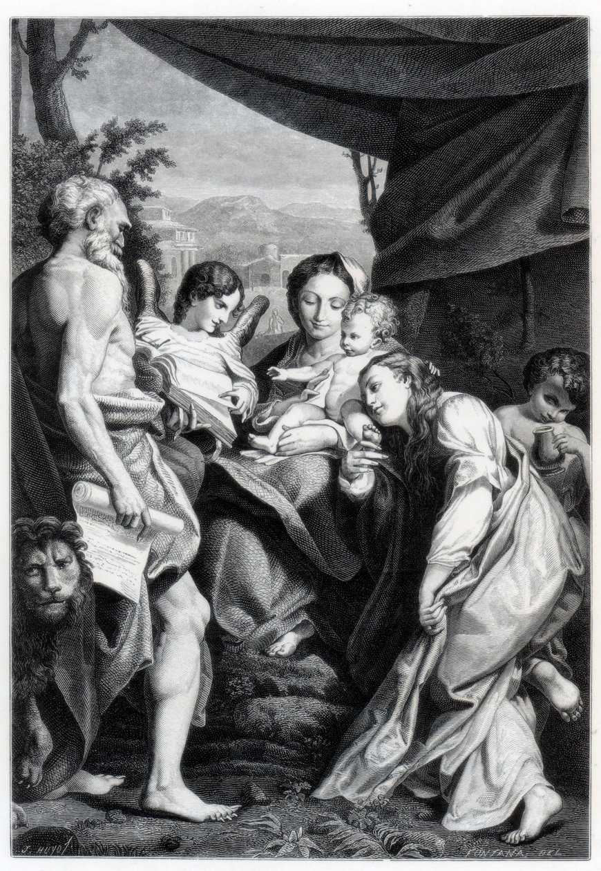 Madonna og barn med Sankt Hieronymus og Maria Magdalena Dagen, 1525-1528 1870 af Unbekannt