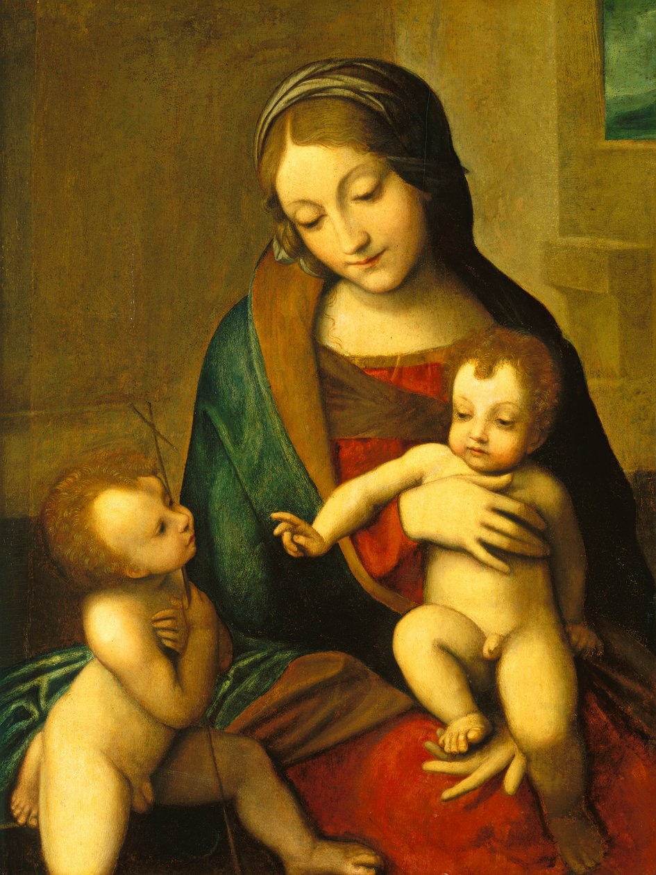 Madonna og barn med spædbarnet Saint John, ca. 1510. af Unbekannt