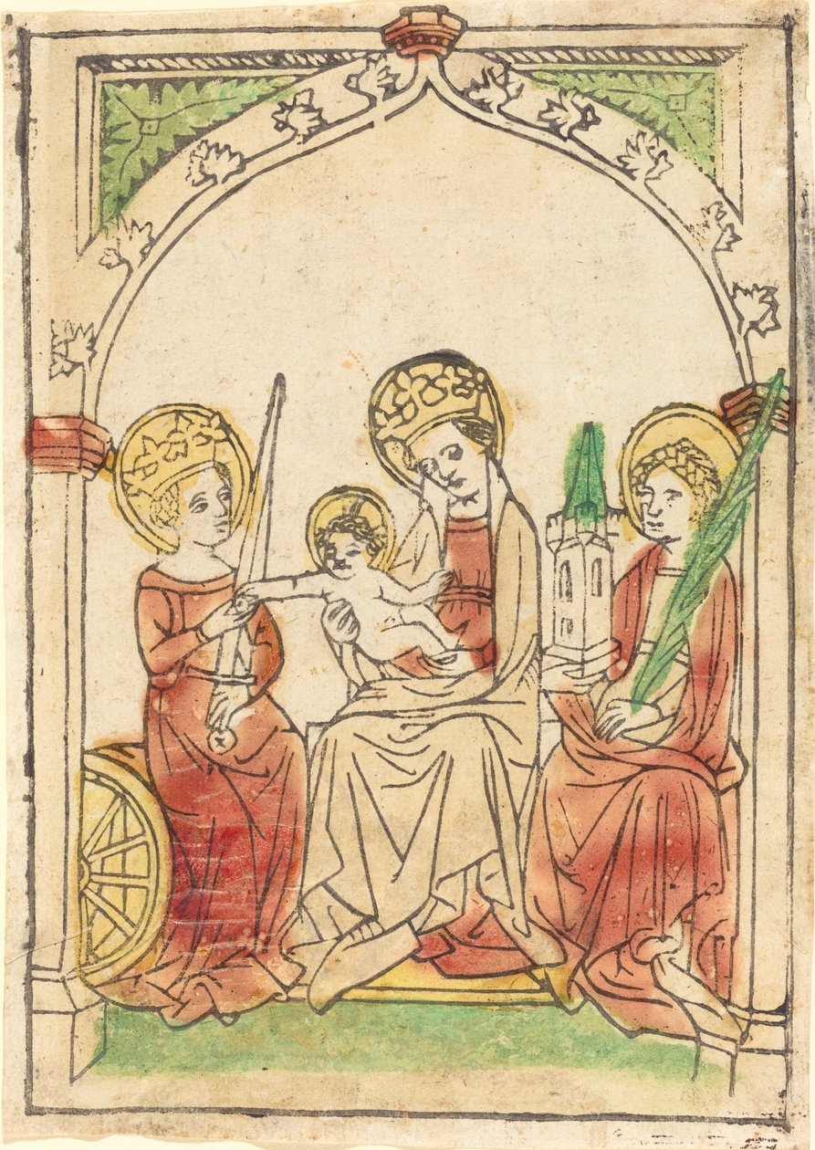 Madonna mellem de hellige Catherine og Barbara, 14401460. af Unbekannt