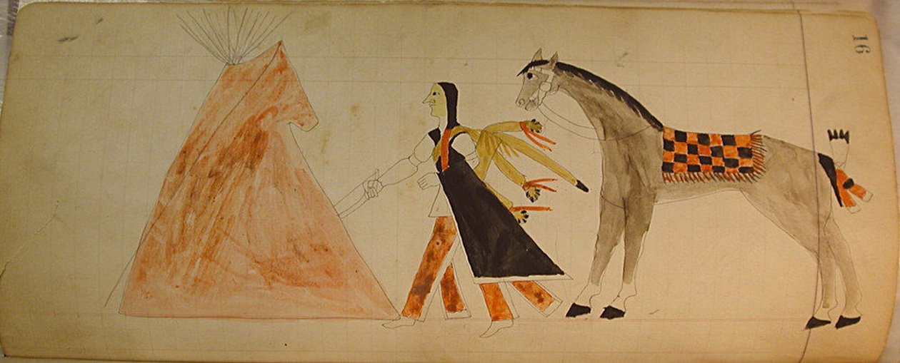 Maffet Ledger: Indianer og hest, ca. 1874-81. af Unbekannt
