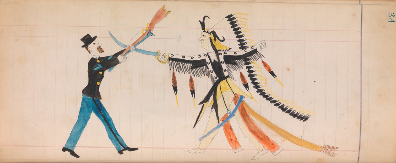 Maffet Ledger: Indisk høvding og soldat, ca. 1874-81. af Unbekannt