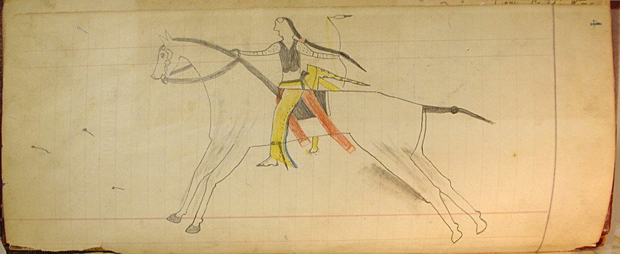 Maffet Ledger: Mounted Indian, ca. 1874-81. af Unbekannt