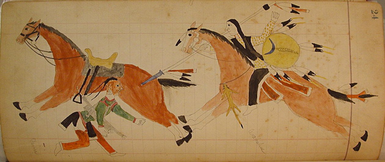 Maffet Ledger: To indianere med heste, ca. 1874-81. af Unbekannt