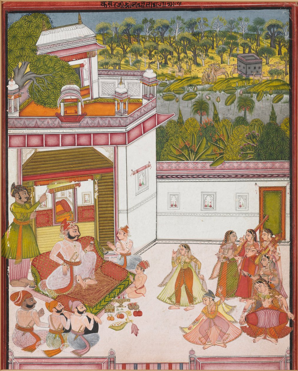 Maharaja af Kotah lytter til musik og ser dansere, ca. 1820. af Unbekannt
