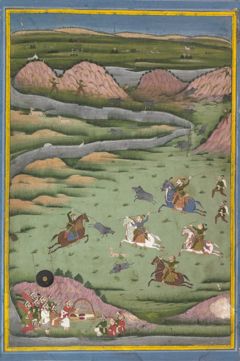 Maharana Amar Singh II eller Sangram Singh Jagt vildsvin, 1800-tallet. af Unbekannt