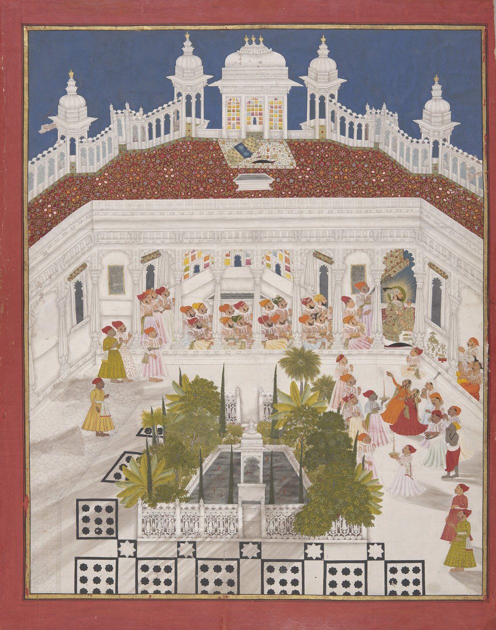 Maharana Ari Singh tilbeder i sit palads, 1765 af Unbekannt