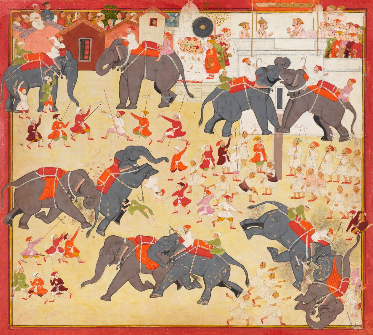 Maharana Raj Singh observerer en elefantkamp, ca. 1670-1675. af Unbekannt