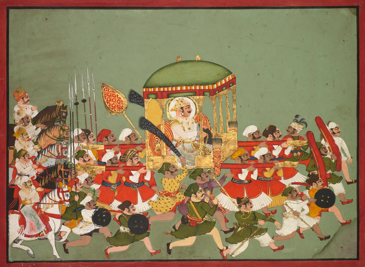 Maharao Chattar Sal regerede 1758-64 af Kota i en Palanquin, ca. 1760. af Unbekannt