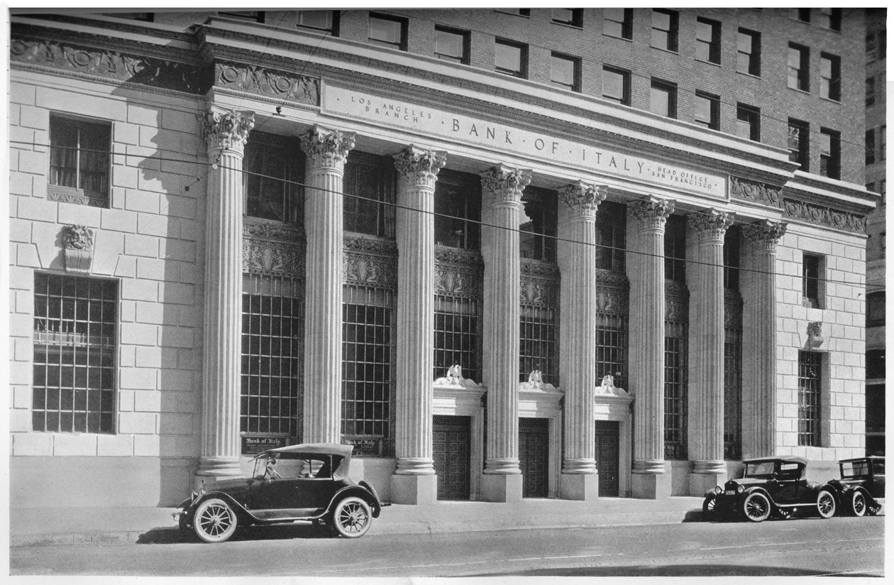Hovedindgangen til Bank of Italy, Los Angeles, Californien, 1924 af Unbekannt