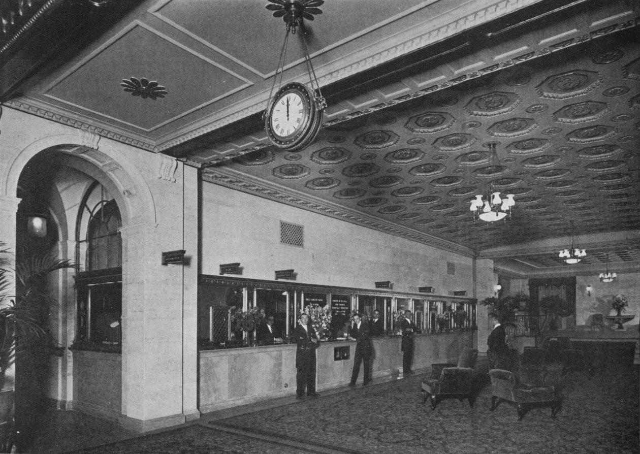 Hovedkontor ved siden af indgangslobbyen, Roosevelt Hotel, New York City, 1924 af Unbekannt