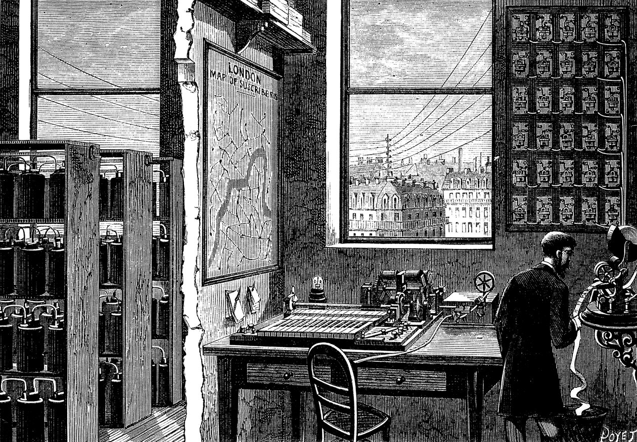 Hovedstationen for Exchange Telegraph Company, London, 1882 af Unbekannt