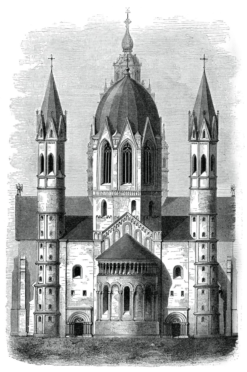 Mainz katedral, Rhinen, Tyskland, 12. og 13. århundrede, 1870 af Unbekannt