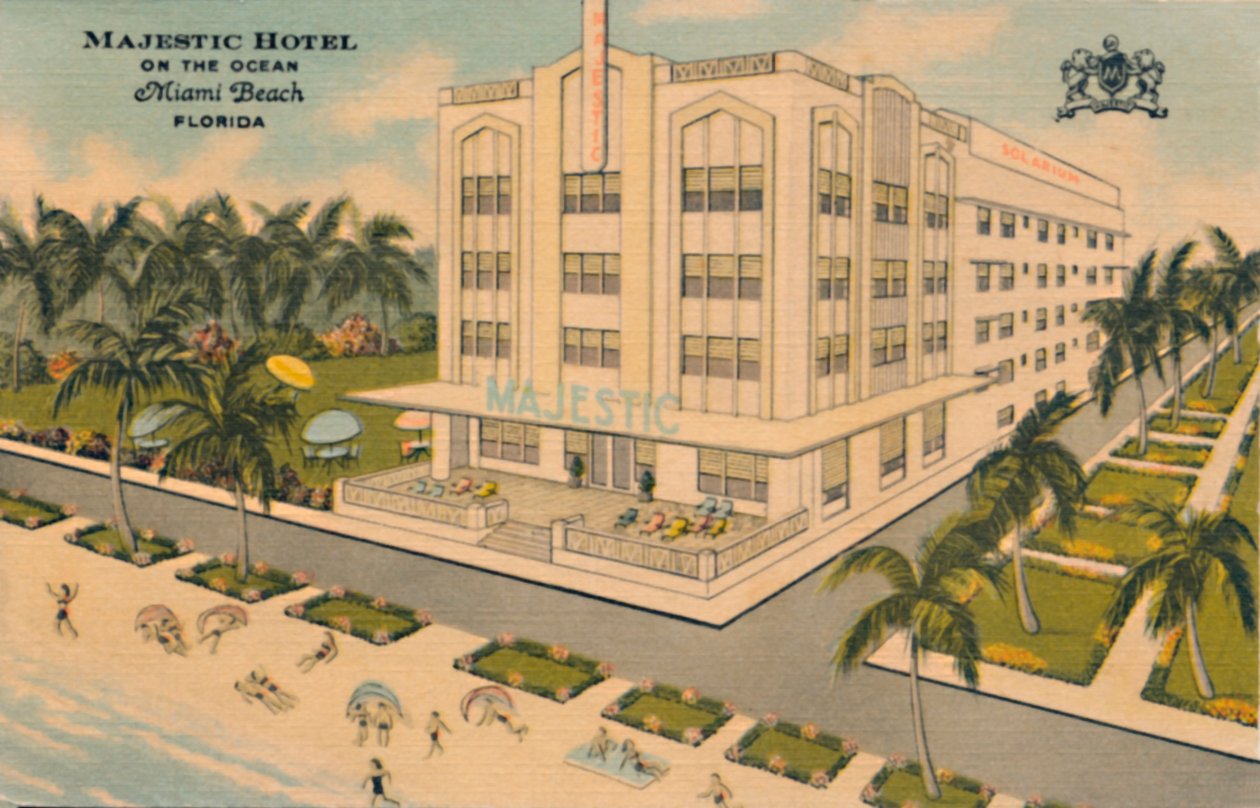 Majestic Hotel on the Ocean. Miami Beach, Florida, omkring 1940