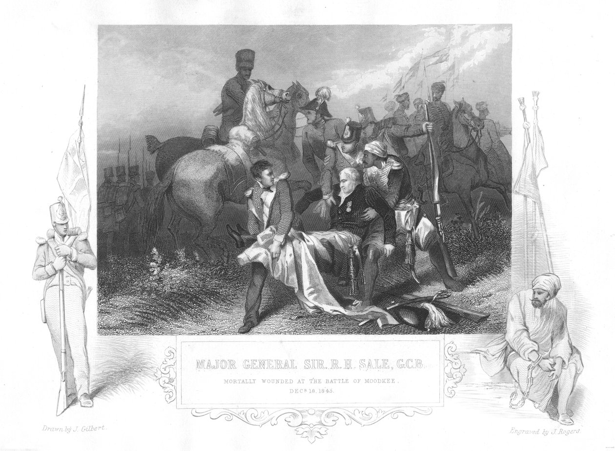 Generalmajor Robert Henry Sale blev dødeligt såret ved Moodkee Mudkhi, 1845. af Unbekannt