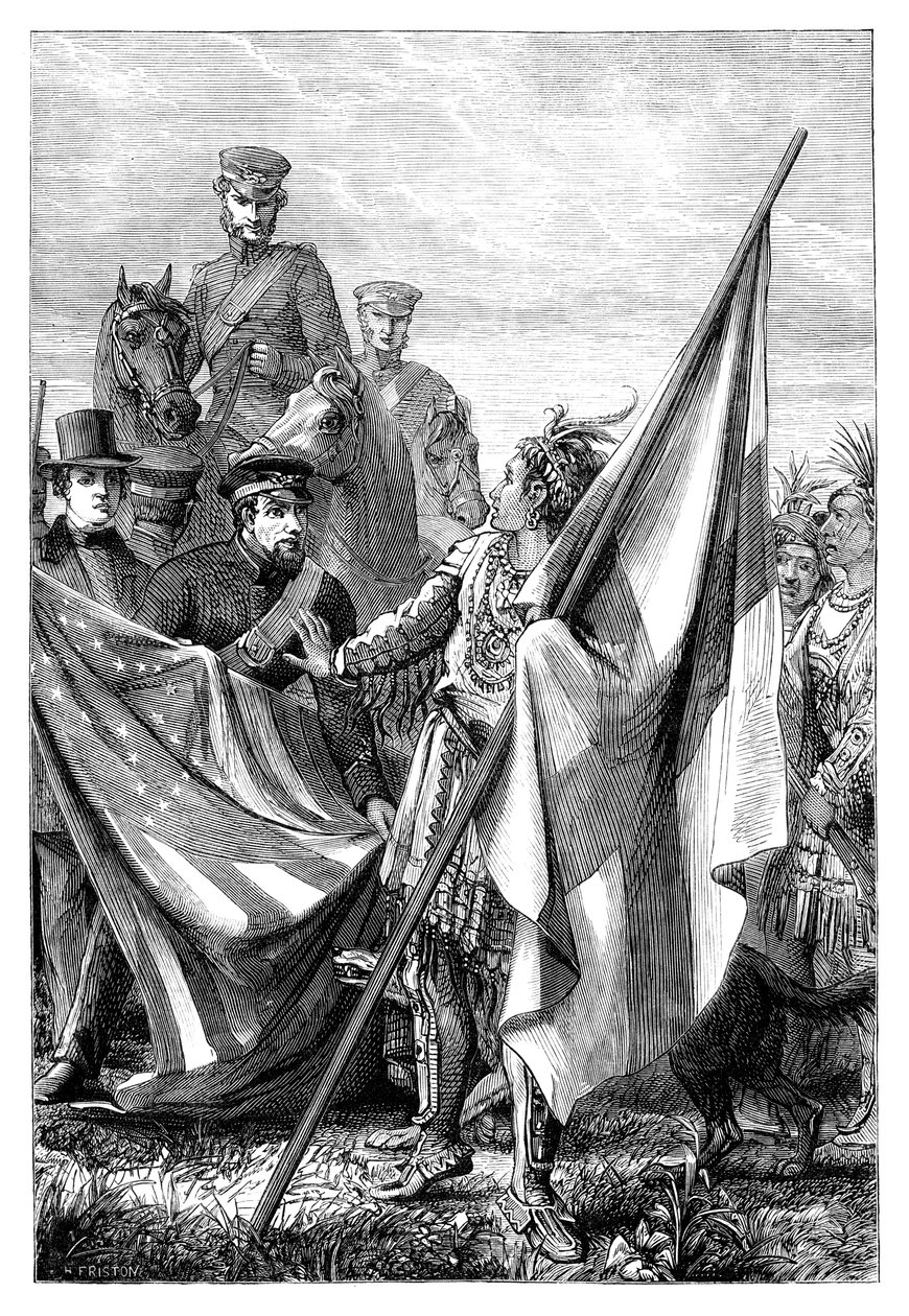 Major Sprague og indianerne, c1895 af Unbekannt