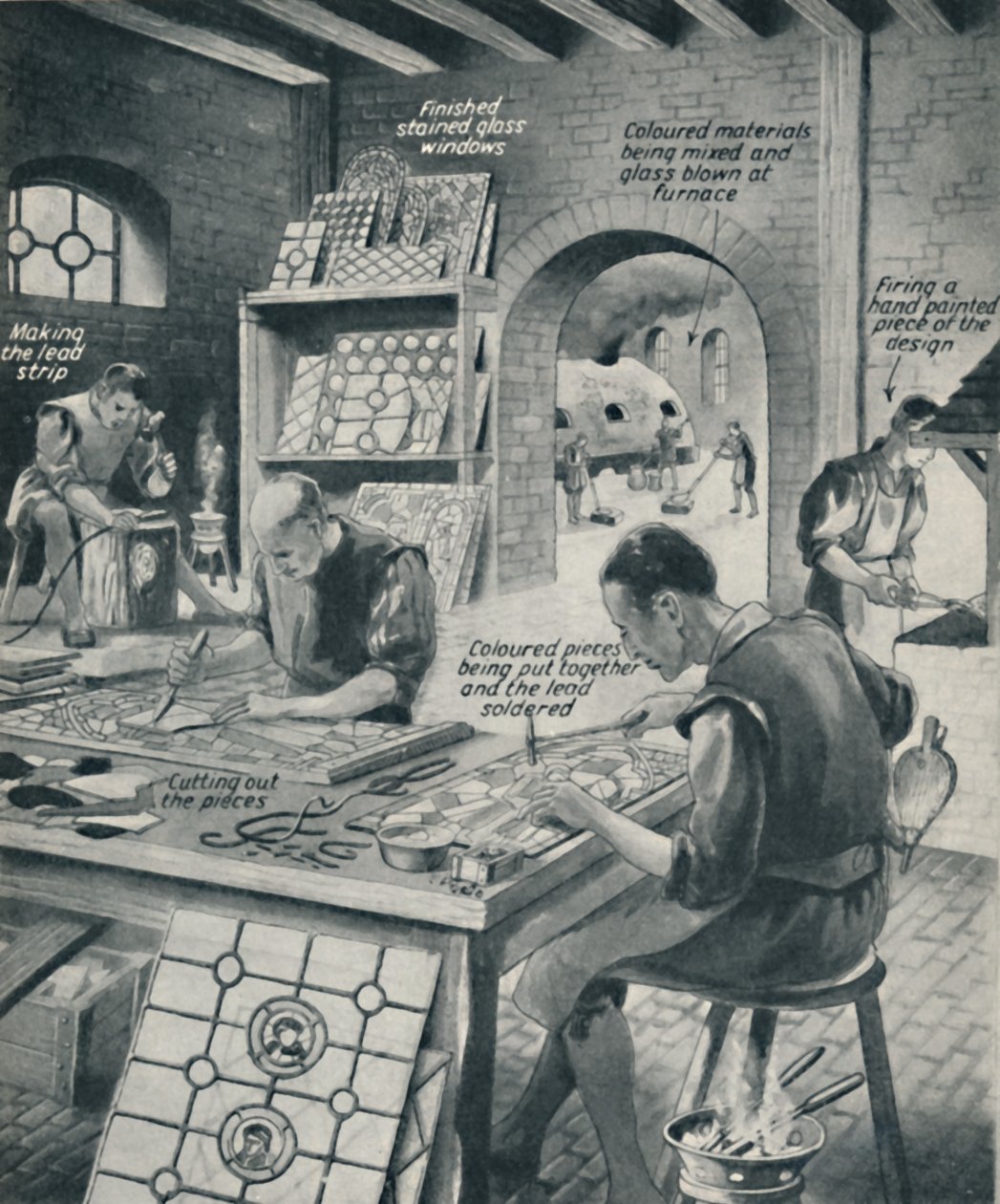 At lave et farvet glasvindue, c1934 af Unbekannt