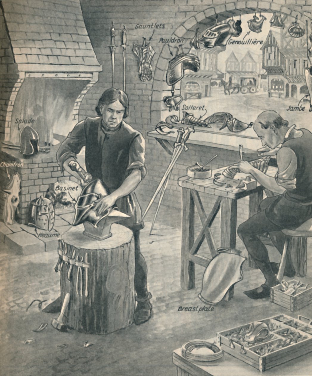Fremstilling af rustning til ridderne af gamle, c1934 af Unbekannt