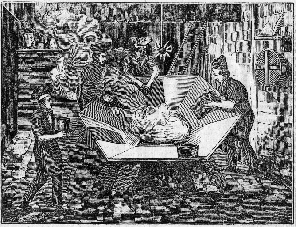 Fremstilling af bæverhatte, 1835 af Unbekannt