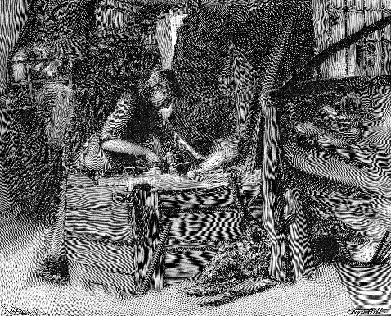 Fremstilling af kæder i Cradley Heath-distriktet i Black Country i det engelske midtland, 1890 af Unbekannt