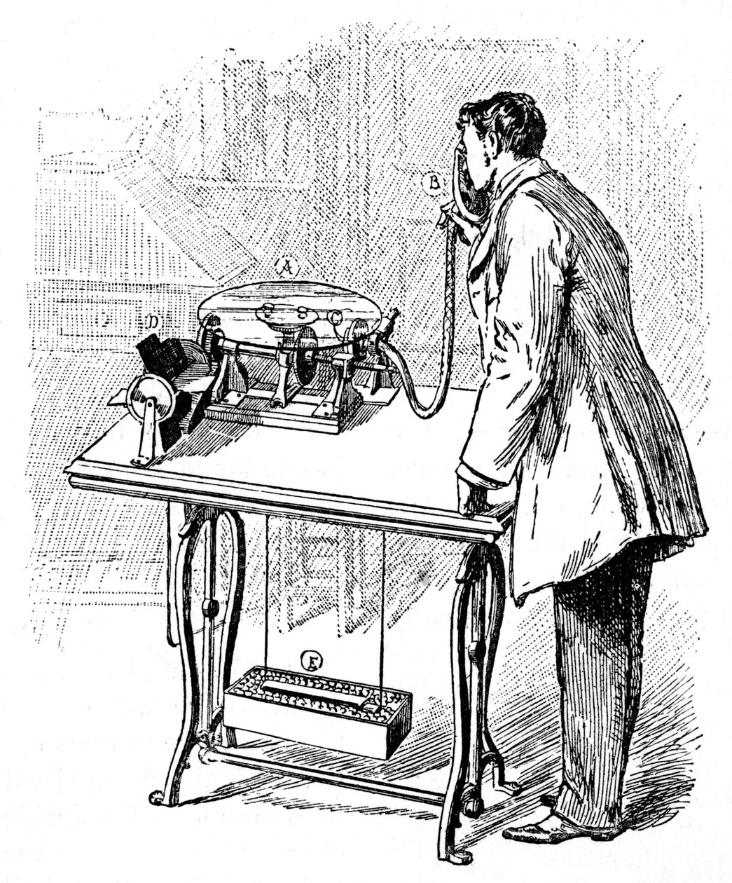Optagelser på Emile Berliners grammofon, c1887 af Unbekannt