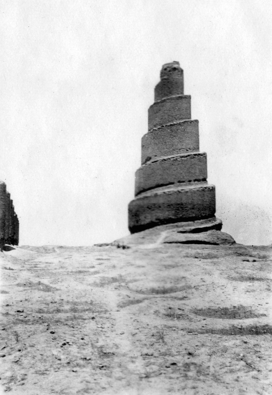 Malwiya-tårnet, Samarra, Mesopotamien, 1918 af Unbekannt