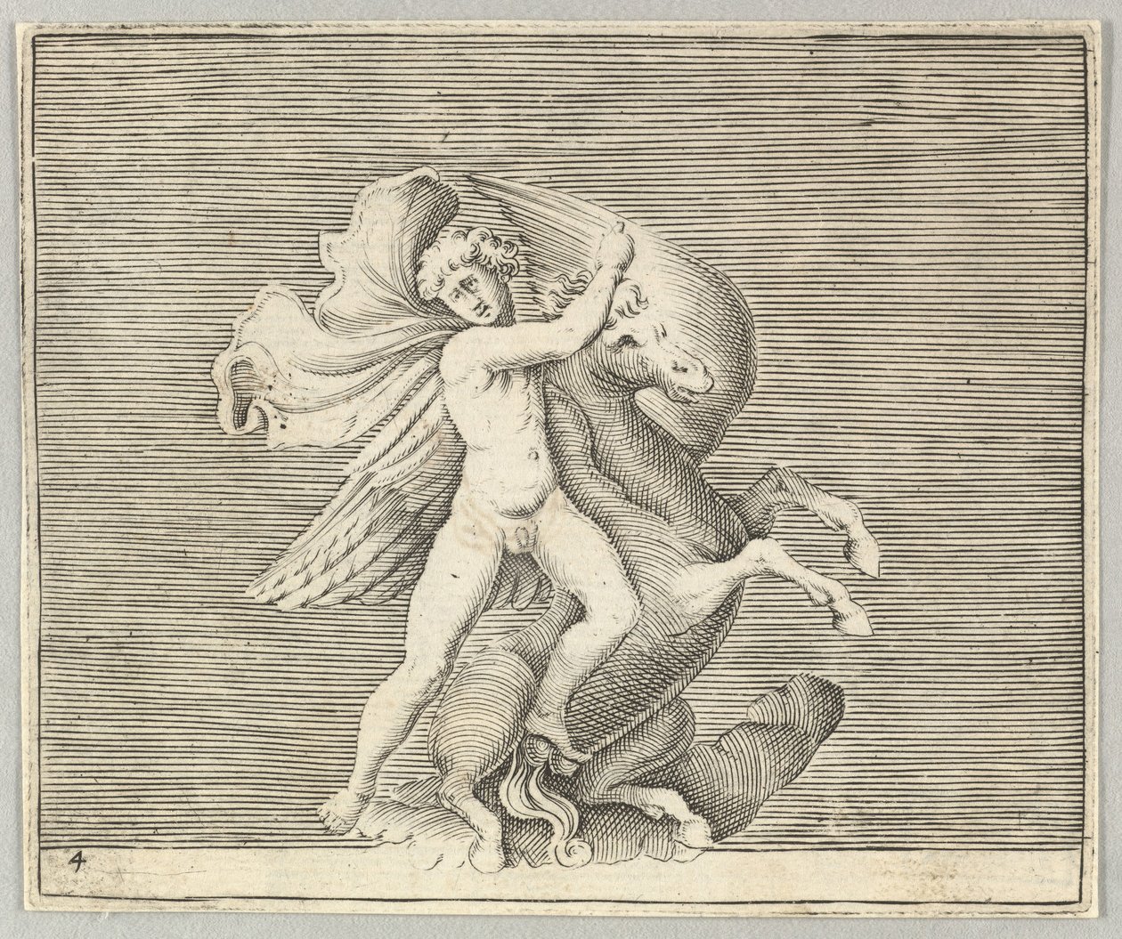 Man Gripling with Winged Horse, udgivet ca. 1599-1622. af Unbekannt