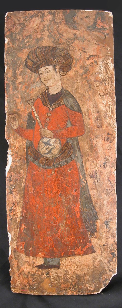 Mand holder en flaske og en kop, 1500-1700-tallet. af Unbekannt