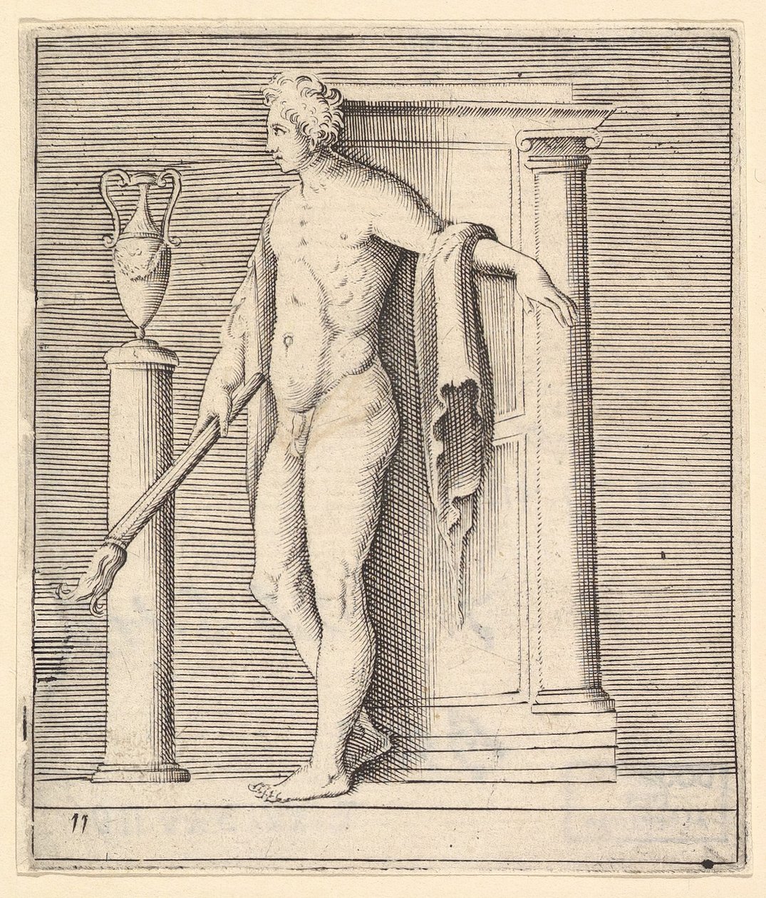 Man with Torch at Temple Door, udgivet ca. 1599-1622. af Unbekannt