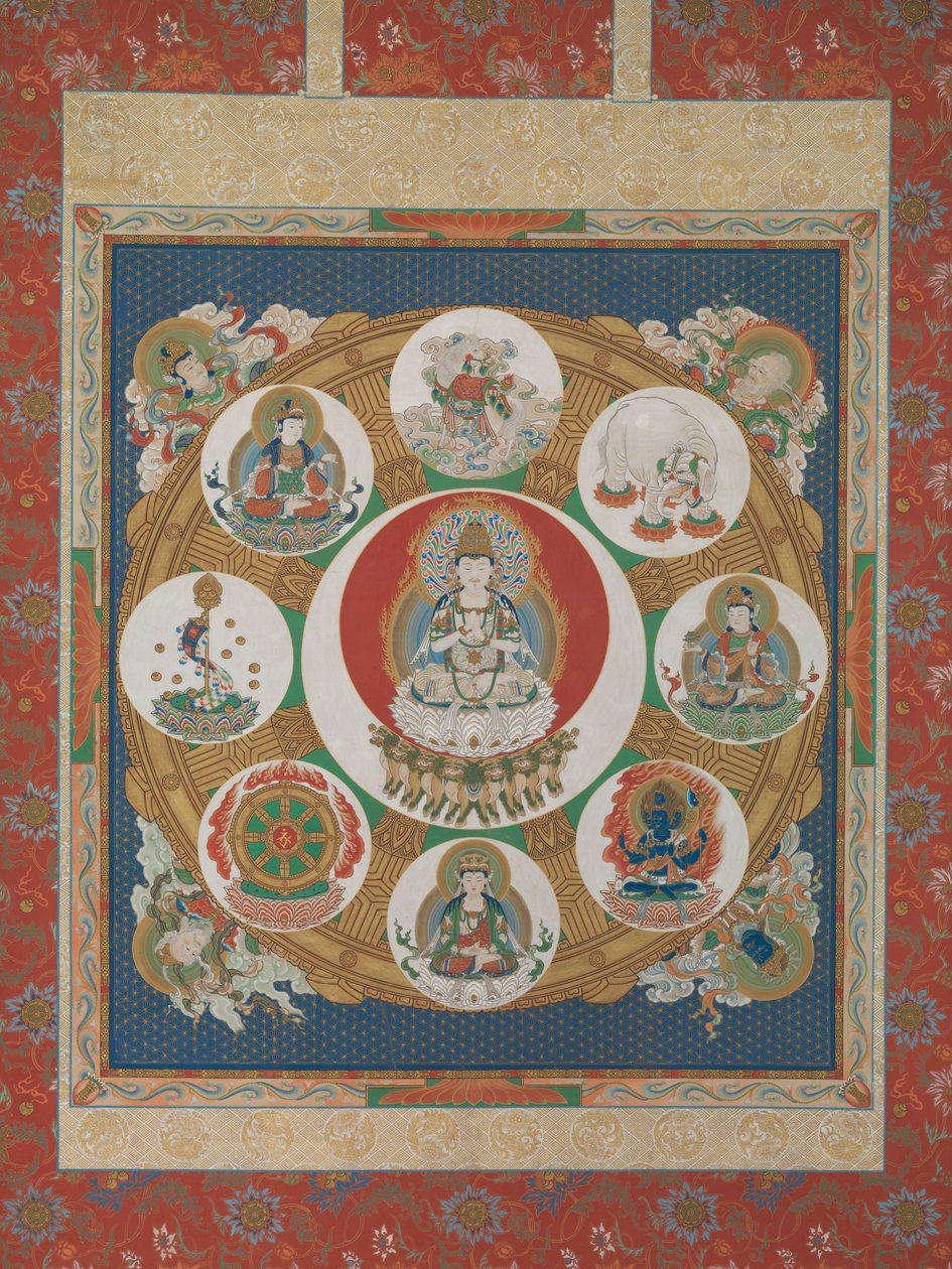 Mandala af det gyldne hjul med én stavelse, 1700-tallet. af Unbekannt
